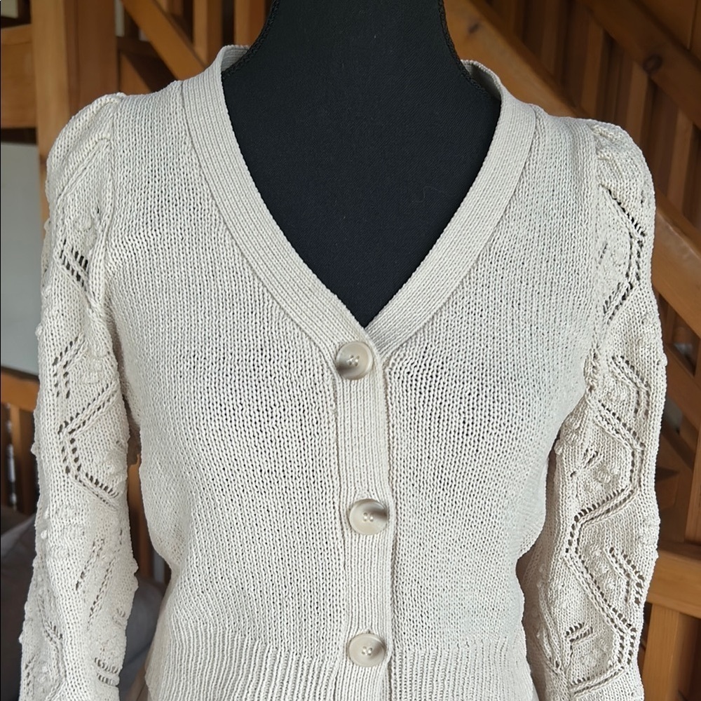 Moon & Madison Cream Cable Knit Cardigan - Picture 7 of 9